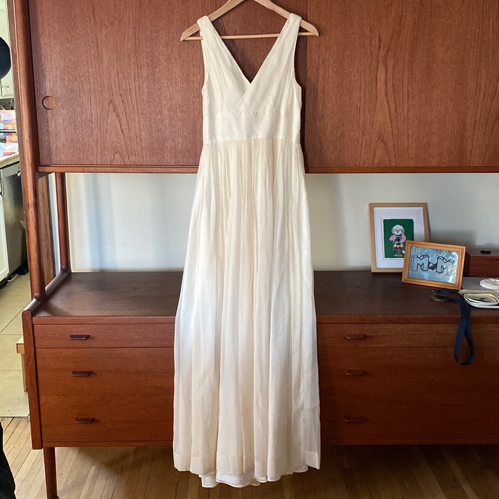 J Crew silk off white wedding dress. Size 6P.